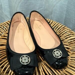 Kate Spade Black Patent Leather Bow Accent Ballet Flats